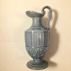 Red Wing Art Pottery Ewer Vase 1940s Slate Blue Pink